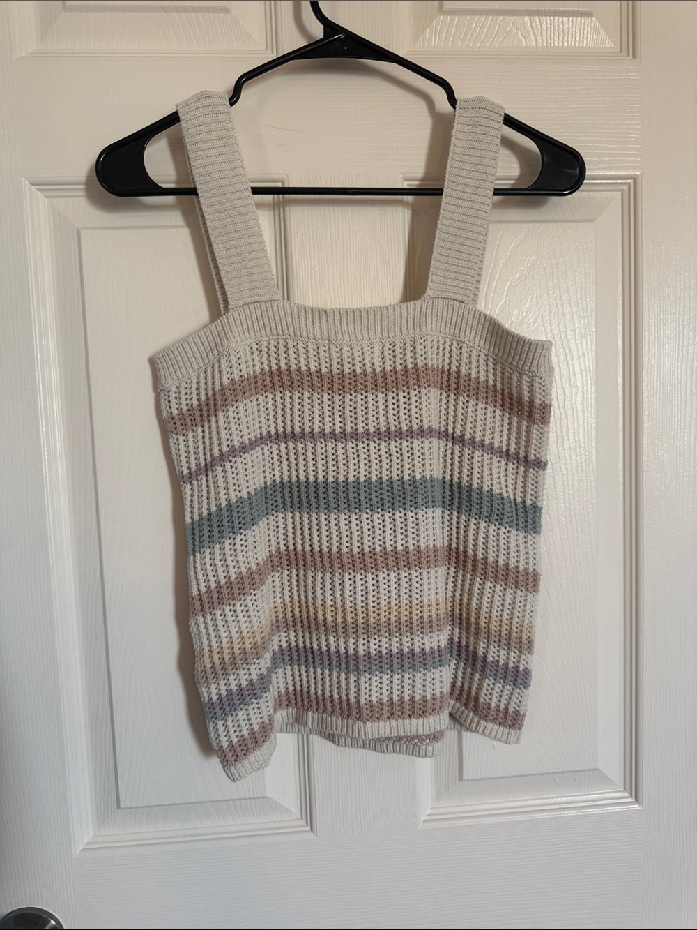 Thread & Supply striped crochet knit tank size medium petite pastel colors - Picture 2 of 7